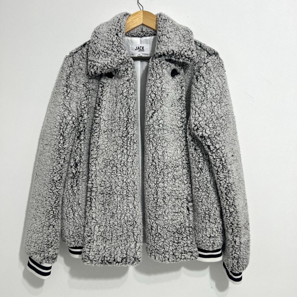 Jack by BB Dakota Women’s Size XL Black/White Plush Sherpa Jacket Preppy
